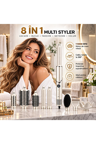 ONULISS Set de coafat 8-în-1 LUMNEEA de la Rapaz Trend RPZ, 1400 W, Auriu șampanie