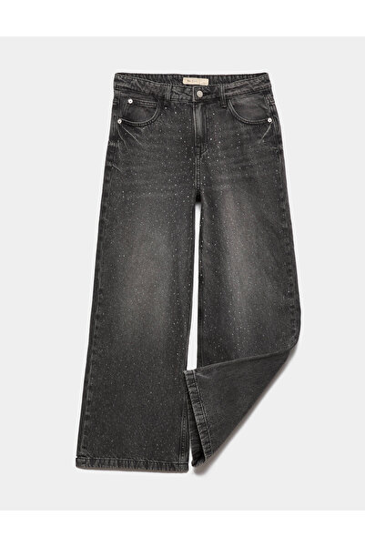 Marks & Spencer Taş Detaylı Geniş Paça Jean Pantolon