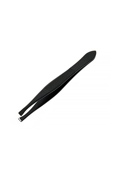 OEM Black Stainless Steel Eyelash Tweezers Oblique Tip 9cm