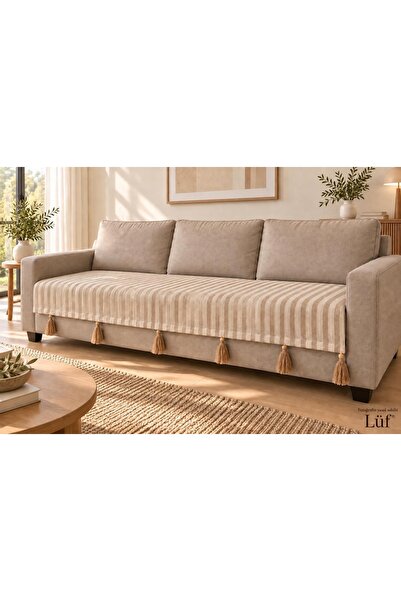 lüf Çizgili Koltuk Örtüsü 100x230 cm | Koltuk Şalı | Koltuk Koruyucu | Dekora...
