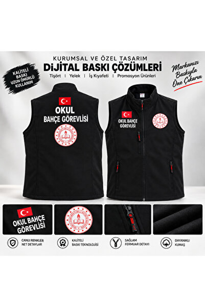 Genel Markalar OKUL BAHÇE GÖREVLİSİ BASKILI SOFTSHELL PREMİUM YELEK