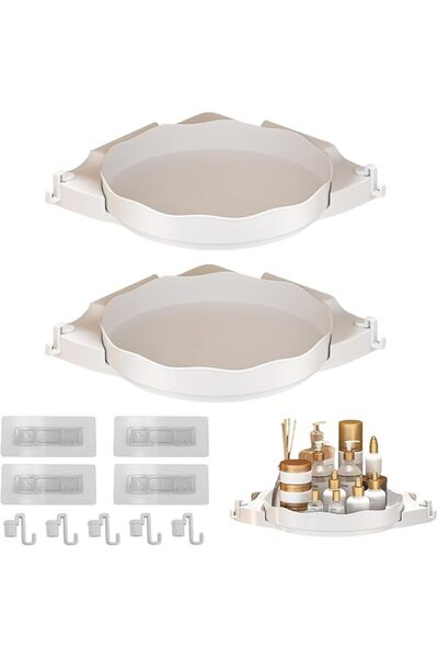 HASTHIP Bathroom Organizer Pack of 2, ABS, No Drill Corner Shelves