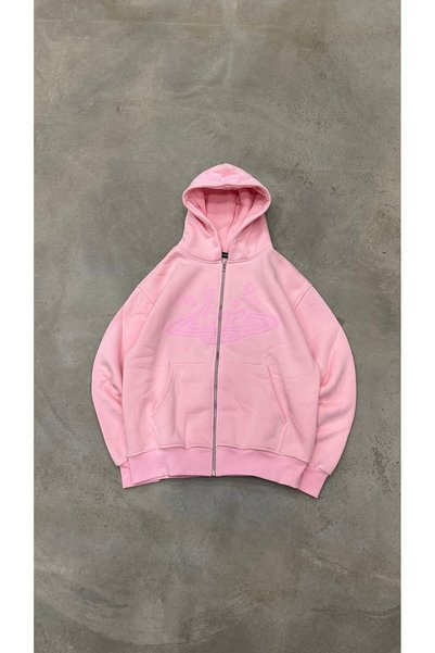 Genel Markalar Unisex Oversize Kabartmalı Yüksek Baskılı Kapüşonlu Fermuarlı ...