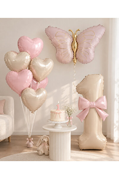 Öztürkpartievi Birthday Balloon Set – Butterfly Themed Pink Heart and Number ...