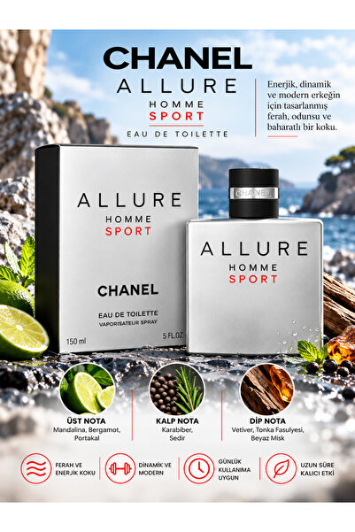 Chanel ALLURE HOMME SPORT Eau De Toilette 150 ml – Ferah, Odunsu ve Baharatlı...