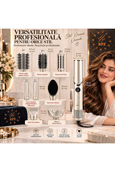 ONULISS Set de coafat 8-în-1 LUMNEEA de la Rapaz Trend RPZ, 1400 W, Auriu șampanie