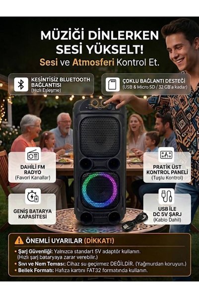 NovMark GTS-1101 Şarjlı Taşınabilir Bluetooth Hoparlör & Ses Sistemi