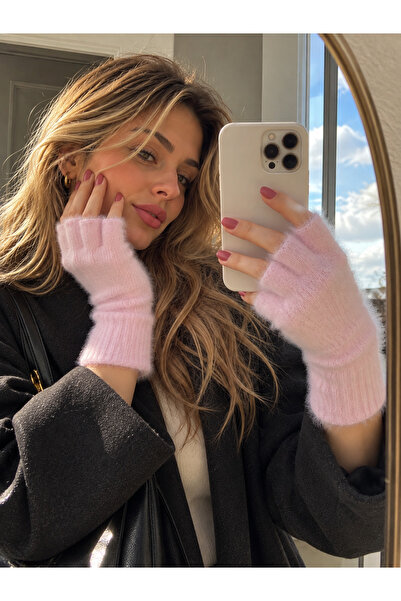 sf collection Women's Soft Textured Plush Cut Finger Gloves