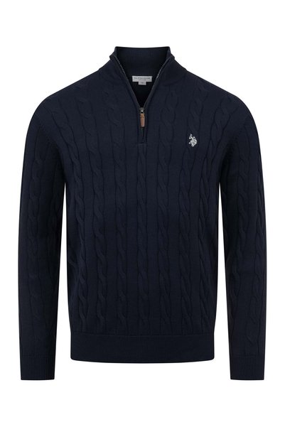 U.S. Polo Assn. Herren Halfzip Pullover mit Zopfmuster P-067