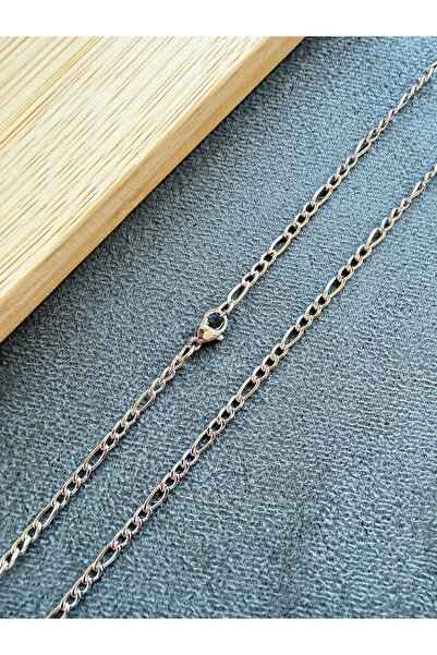 Rupen Kraft Stainless steel figaro necklace with anti-tarnish finish, 2mm ste...