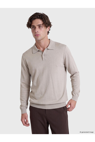 LC Waikiki Lcw Vision Gray Knitwear Plain Polo Neck Men's Sweater with Nevavm...
