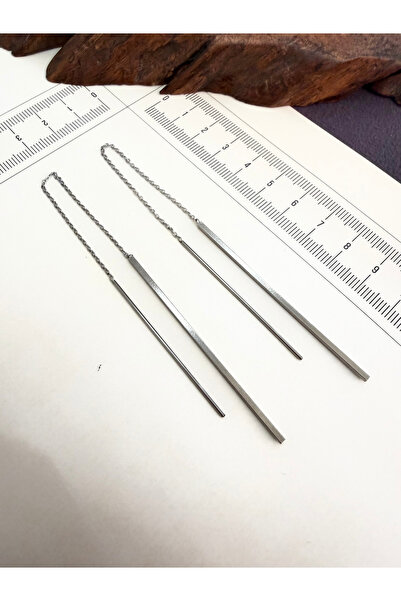 Rupen Kraft 316 L Surgical Steel Bar Earrings Silver Color Bar Earrings Chain...