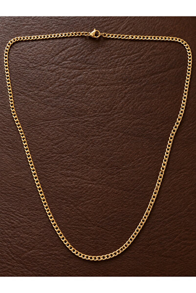 Aida Jewelss Gold Model Gourmet Steel Necklace Gold Steel Chain 2 mm