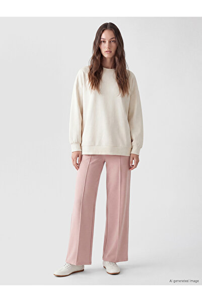 LC Waikiki Lcw Modest Pink Plain Loose & Baggy Women's Sweatpants with Nevavm...