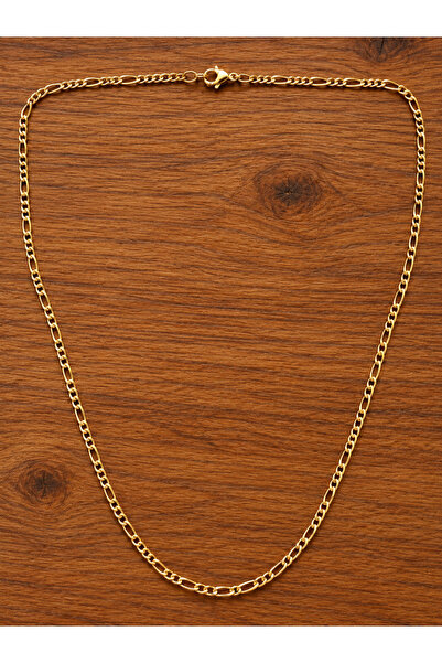 zadenza gold Gold Model Figaro Steel Necklace Gold Steel Chain 2 mm