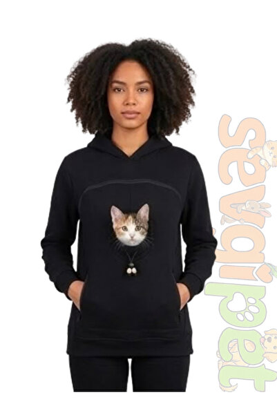 sevgipet Pati Kucağı Kanguru Sweatshirt – Fermuarlı Taşıma Keseli Kedi ve Küç...