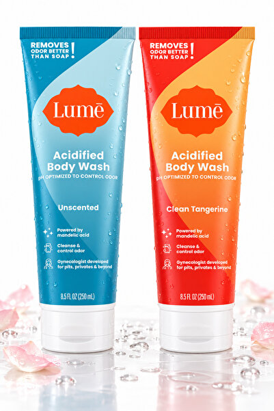 Lume ثنائي غسول الجسم للتحكم بالرائحة – بدون عطر وبرائحة اليوسفي، 250 مل × 2