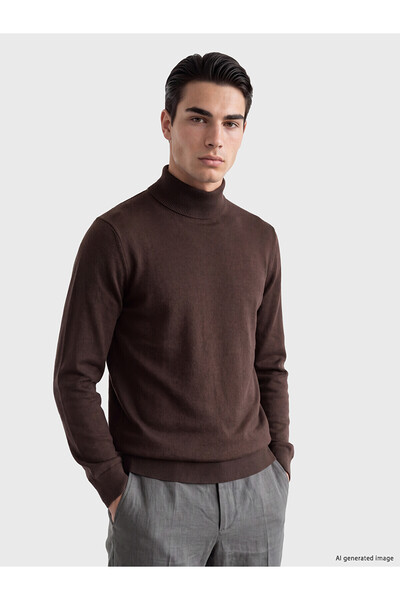 LC Waikiki Nevavm with Difference Lcwaikiki Classic Brown Knitwear Flat Fishe...