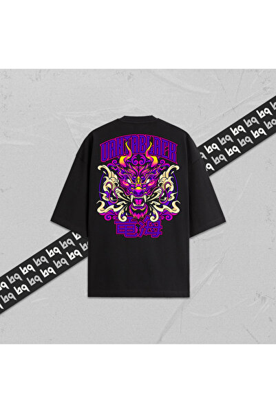 collection of bq Neon Dragon Unisex Dragon Printed Oversize T-Shirt 100% Cott...