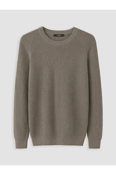 LC Waikiki Nevavm Farkıyla Xside Green Knitwear Flat Oval Collar Men's Sweater