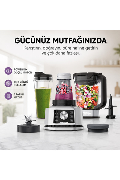 nelix Ninja 3'ü 1 Arada Blender "6 Otomatik Programla Tarifinize Uygun Kıvam"