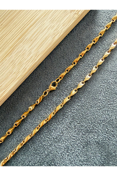 Rupen Kraft Gold model barley steel necklace 2.5mm gold steel necklace