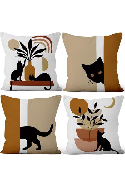 Yelajoy 4Pcs Boho Double Sided Throw Pillow Covers, 16x16 InchModern Abstract...