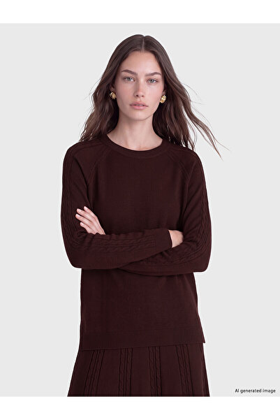 LC Waikiki Nevavm Lcw Modest Burgundy Oval Neck Women's Knitwear Sweater with...
