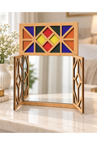 Generic Wooden Window Mirror with Opening Shutters, Multicolour, 1 Piece | مر...