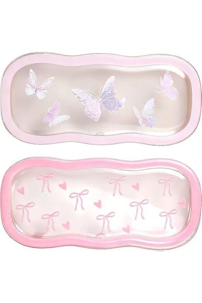 Parlberd 2 Pack Hard Shell Glasses Case Set, Cute Bow & Butterfly Eyeglass Ca...