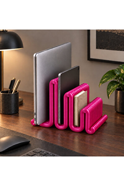 Cora Dekoratif Çoklu Laptop / Dergi / Tablet Standı - Metalik Fuşya