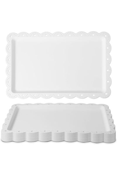 KASTWAVE Plastic Serving Trays, Durable Rectangular Food Platters for Kitchen...