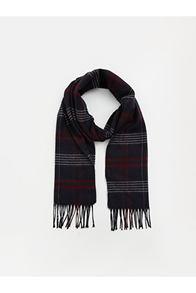 LC Waikiki Nevavm Navy Blue Knitwear Men's Scarf with Diamond Pattern