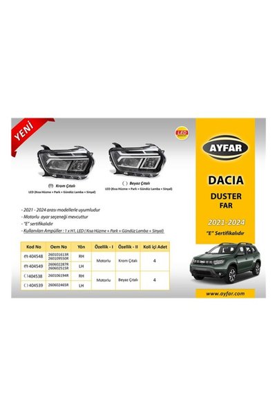 Genel Markalar FAR SOL LED MOTORLU KROM CITALI ( DACIA DUSTER 21-24 )