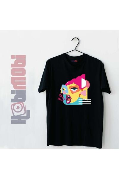 Mor Mürekkep Tricou negru pentru femei cu imprimeu Pink Scream
