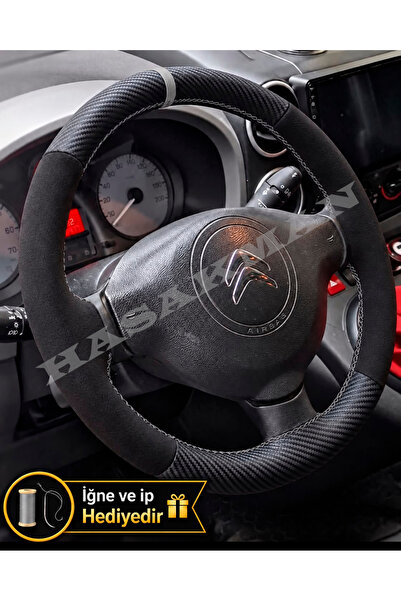 HasAkman Citroen Berlingo B9 Dikme Direksiyon Kılıfı Alcantara Süet Mat Karbo...