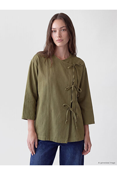 LC Waikiki Lcw Modest Khaki Plain Basen Length Women's Kimono with Nevavm Dif...