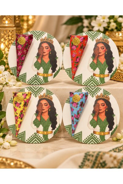 Generic Henna Night Favor Cards with Powder Cones, 12 Pieces | توزيعات حناء م...