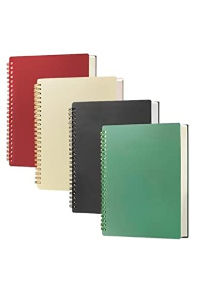 B B5 Spiral Notebooks, 4 Pack College Ruled Paper, 10.5x6.9 inch Thick Plasti...