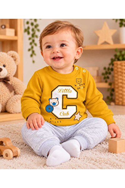 krm kerem bebe 100% Cotton Snap-On Shoulder Teddy Bear Printed Top and Bottom...