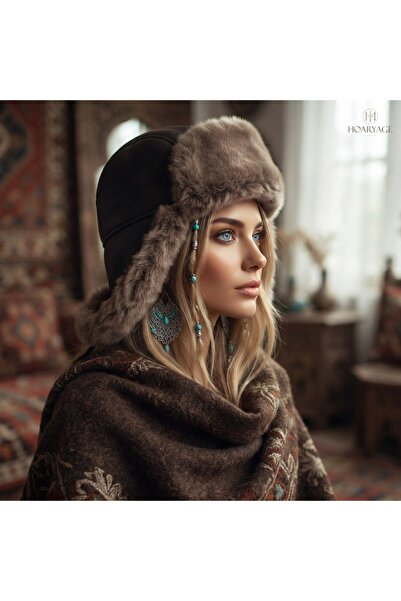 hoaryage قبعة طيار من جلد الخراف الأصلي بنسبة 100% للجنسين من Usanka مع أذنيا...