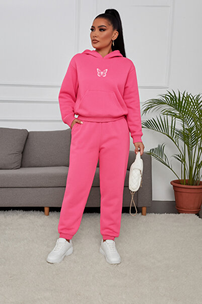 luci sports Σετ αθλητικής φόρμας διπλής πεταλούδας Sweatshirt Jogger - Ροζ με...