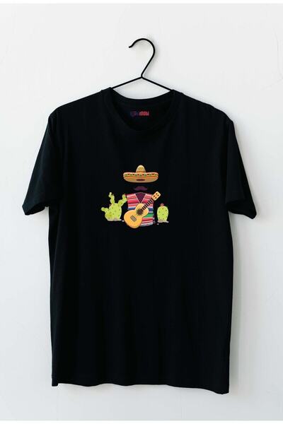 Mor Mürekkep Tricou negru cu imprimeu Mexican Concept pentru femei