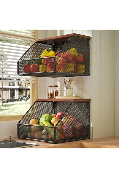 Generic Stackable Fruit Basket for Kitchen Countertop Space Saving, Wall Moun...