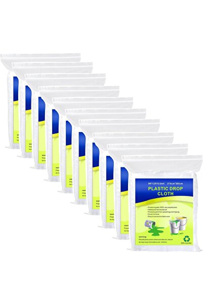 Generic 10 Pieces Plastic Drop Sheets for Painting, Waterproof and Dust-Proof...