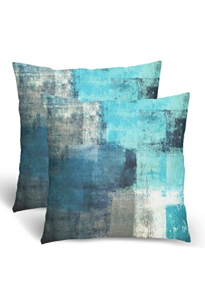 Generic أغطية وسائد زرقاء داكنة ورمادية، وسائد زخرفية بنمط فني تجريدي حديث با...
