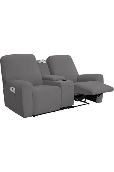 Generic Stretch Recliner Loveseat Cover with Center Console Sofa Slipcover So...