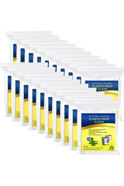 Generic 10 Pieces Plastic Drop Sheets for Painting, Waterproof and Dust-Proof...