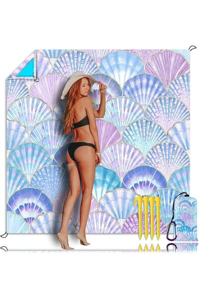 Generic Beach Blanket Sandproof Waterproof 79 x 83 Oversized Beach Mat Sand F...
