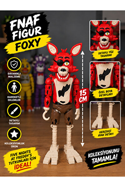 nevoPrint Five Nights at Freddy’s Foxy 15 CM Figür – Detaylı Kırmızı Foxy Kor...